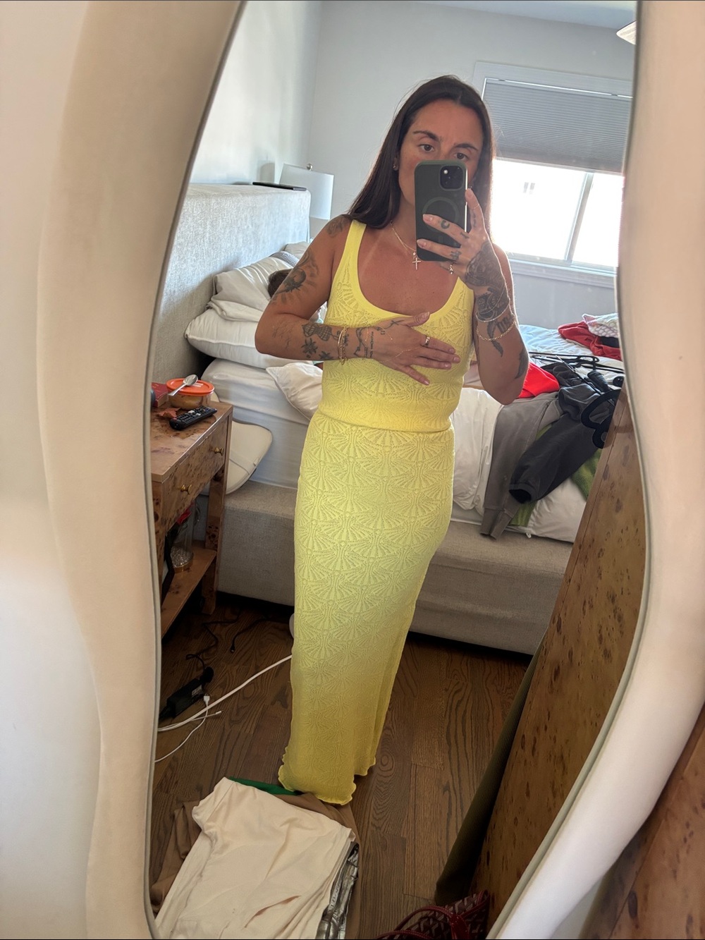Sleeveless Yellow Textured set